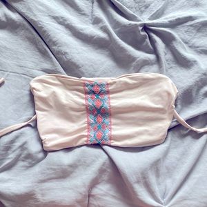 Womens strapless bikini top with string tie on the back size small